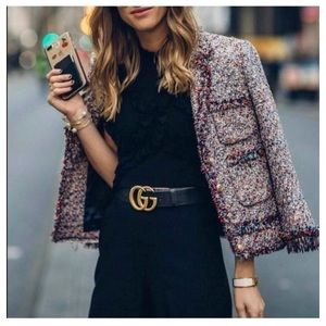 Zara tweed frayed jacket